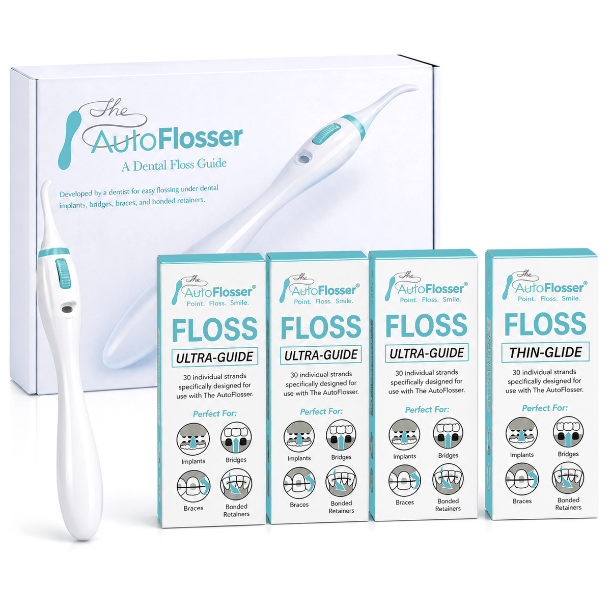 The AutoFlosser® | Starter Kit with 4-Pack FLOSS Refills