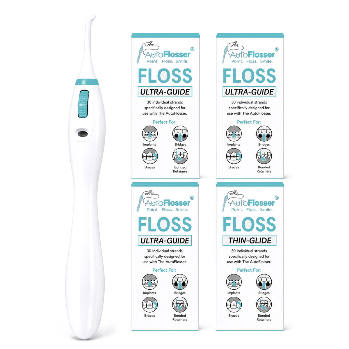 The AutoFlosser® | Starter Kit with 4-Pack FLOSS Refills