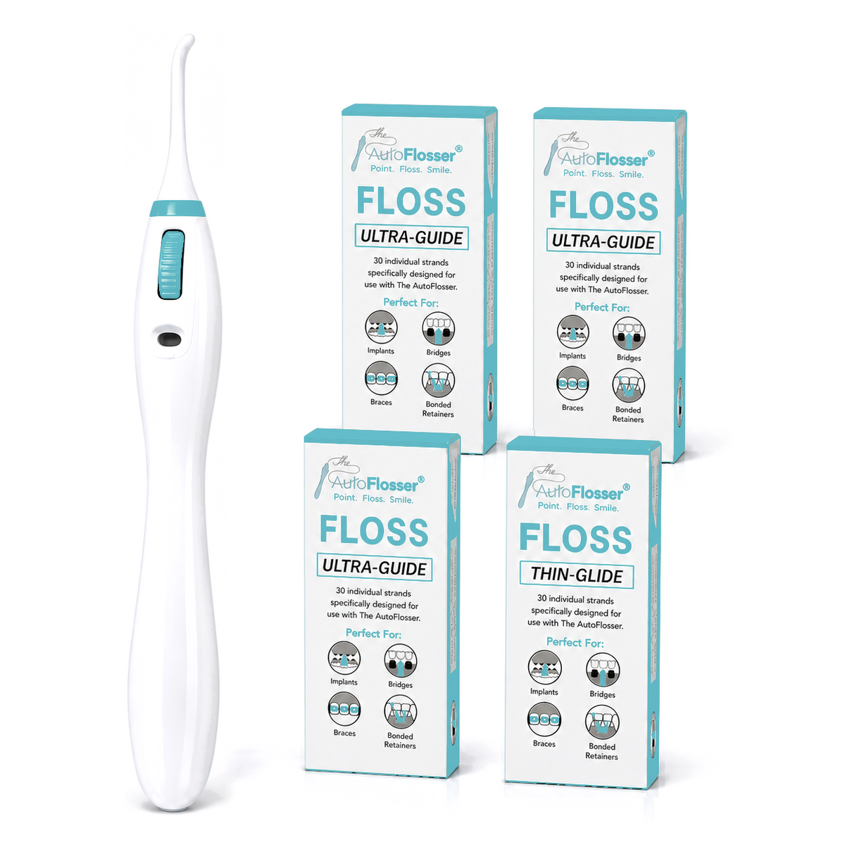 The AutoFlosser® | Starter Kit with 4-Pack FLOSS Refills