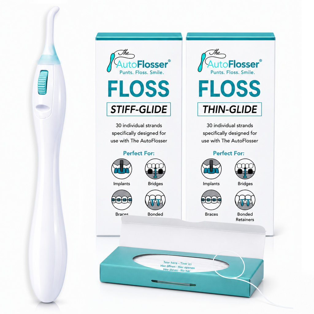 The AutoFlosser® | Starter Kit with Stiff & Thin Glide Floss